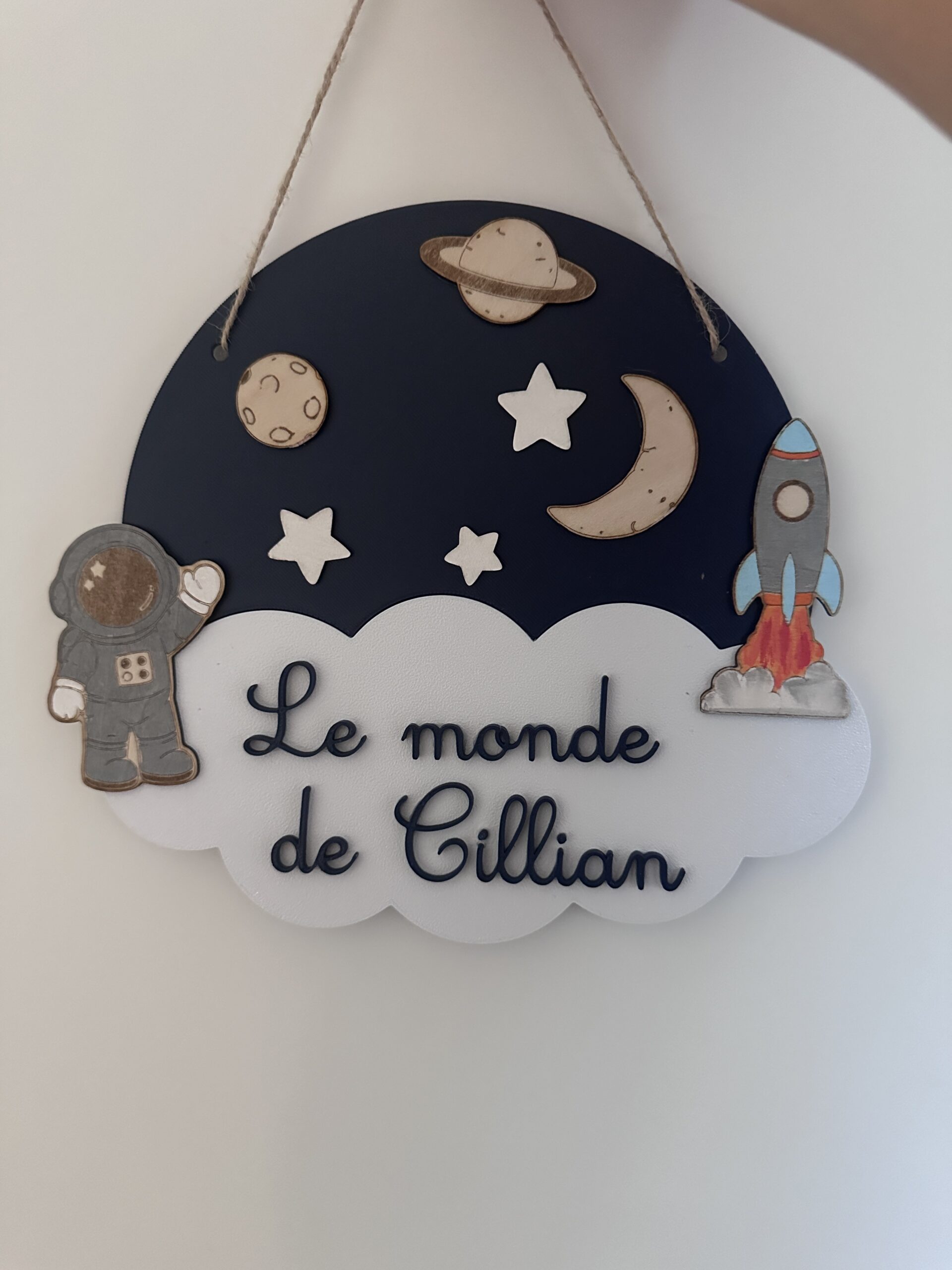 plaque de porte prénom thème espace
