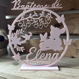 Décoration de baptême personnalisée et Cake topper –  Petit Faon Forêt