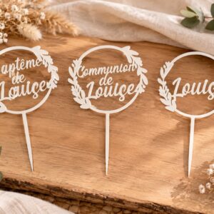 Décoration de Baptême/Communion personnalisée et Cake topper –  Thème Champêtre